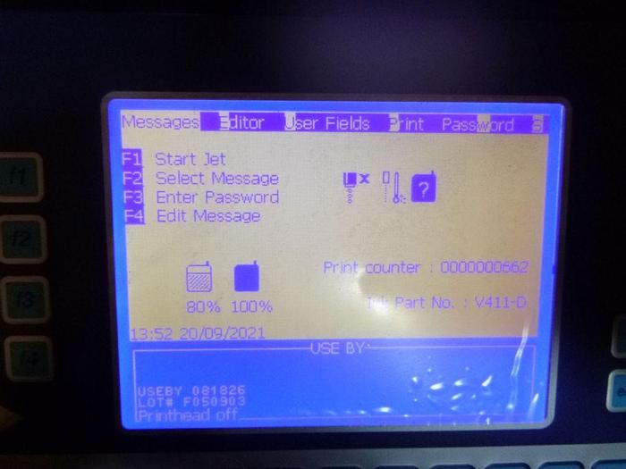 Used Printer, Ink Jet, Videojet, Mdl 1220, Coder #S744234