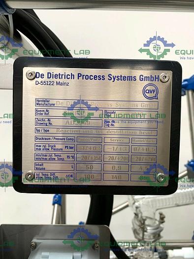 Used De Dietrich Distillation Skid w/ 16 Liter Jacketed Glass Reactor & Mixer