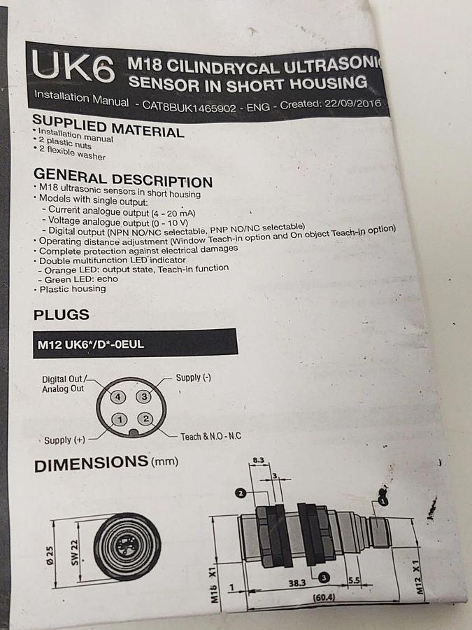 🔥UK6C-D1-0A Automation Direct Micro Detectors Ultrasonic Proximity Switch New