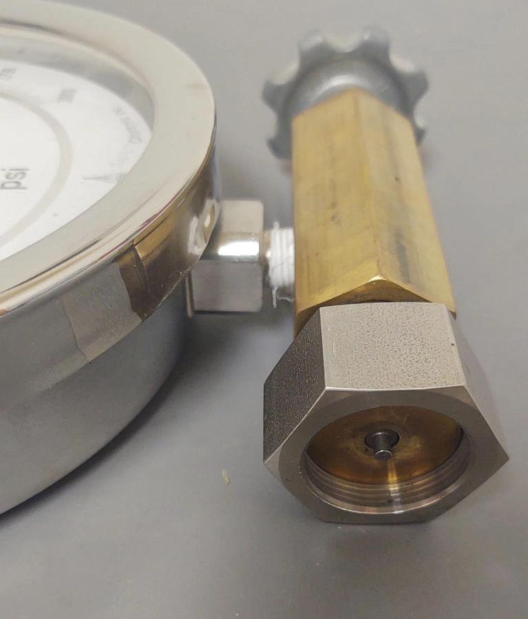 Used š„LARGE McDaniel 316SS 6.5" Face 3000 PSI Gauge with Shut Off Valve Germany