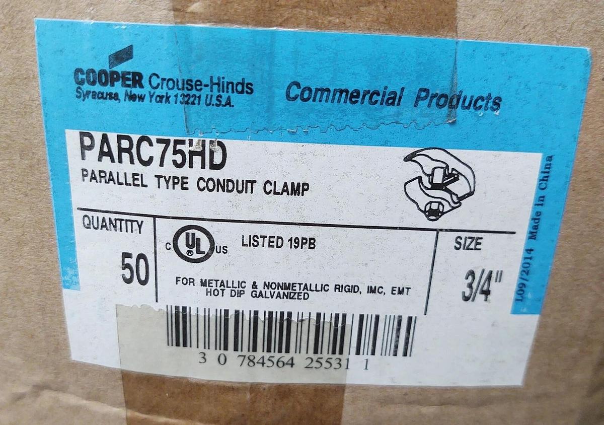 ๐ฅ 50 NIB Eaton Cooper Crouse Hinds PARC75HD 3/4โ Parallel Conduit Clamp
