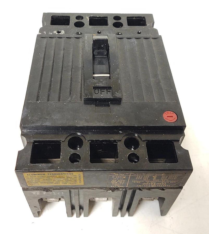 Used 🔥 TED136100 GENERAL ELECTRIC 3 POLE 100 AMP 600V CIRCUIT BREAKER
