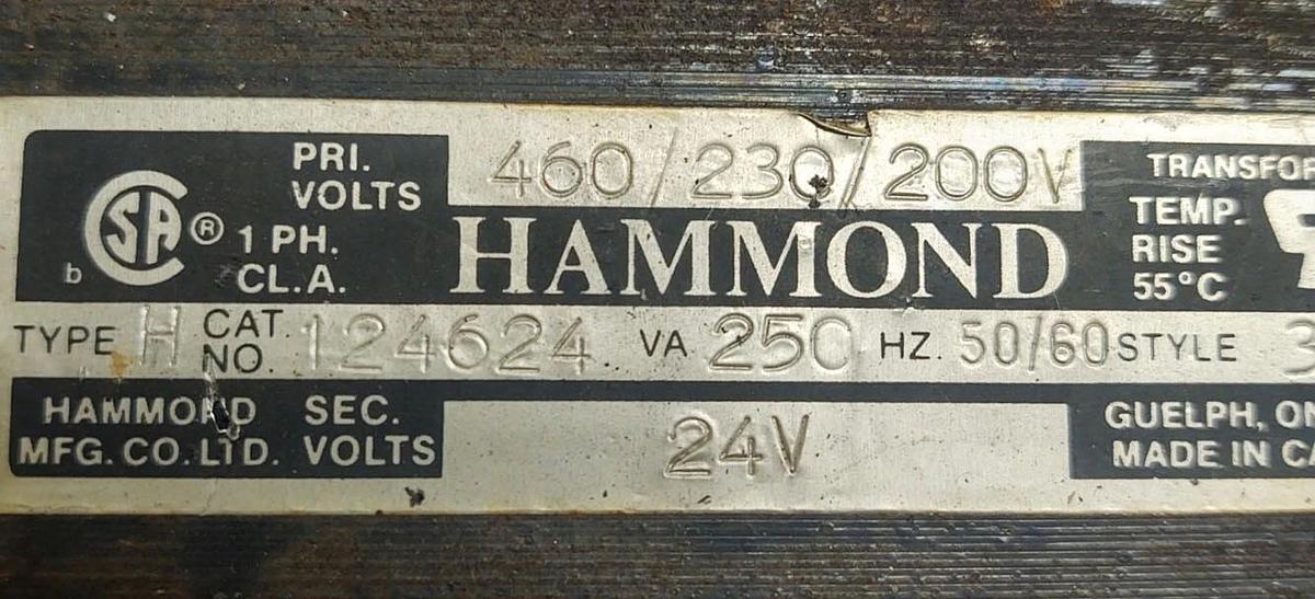 Used 🔥 HAMMOND 124624 TRANSFORMER INPUT 200/230/460 OUTPUT 24 VA250