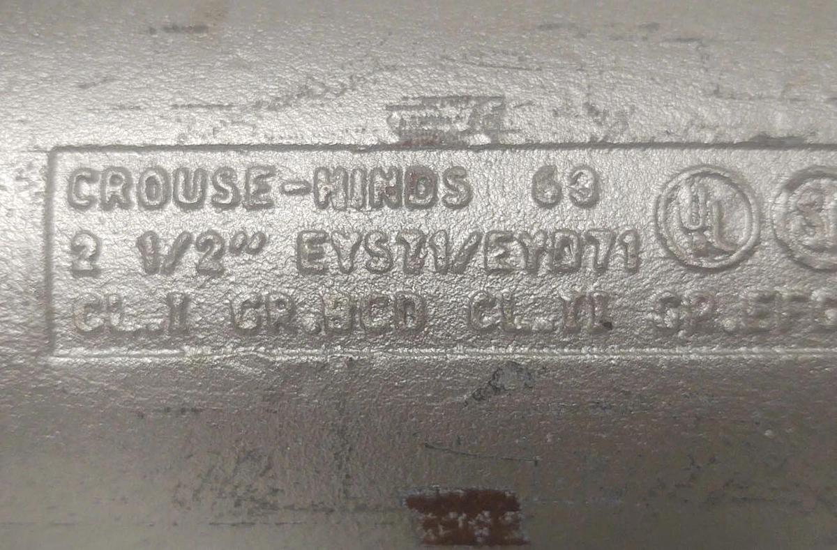 🔥 CROUSE-HINDS EYS71 / EYD71 2 1/2" EXPLOSION PROOF CONDUIT SEALING FITTING