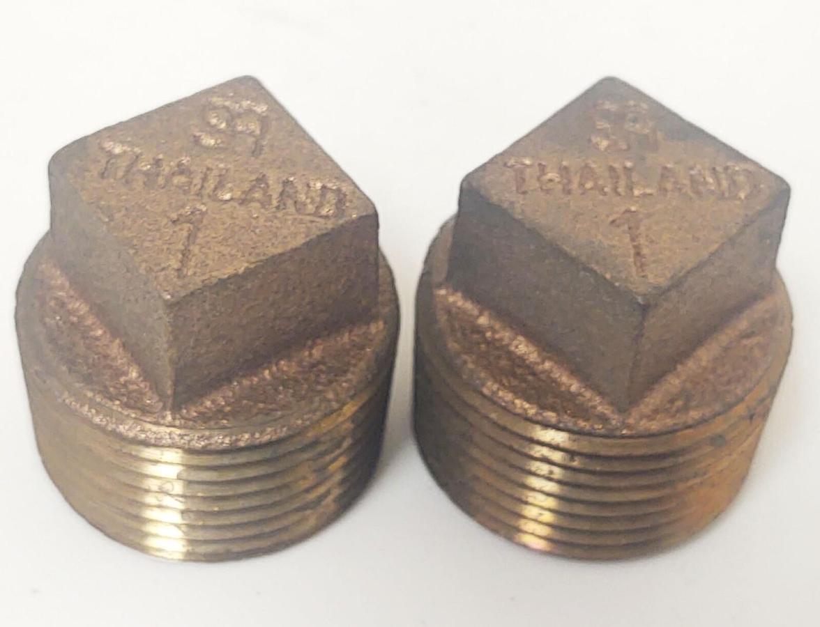 🔥(QTY 2) 1″ Brass Pipe Plug Threaded Square Head CORED Hex Plug