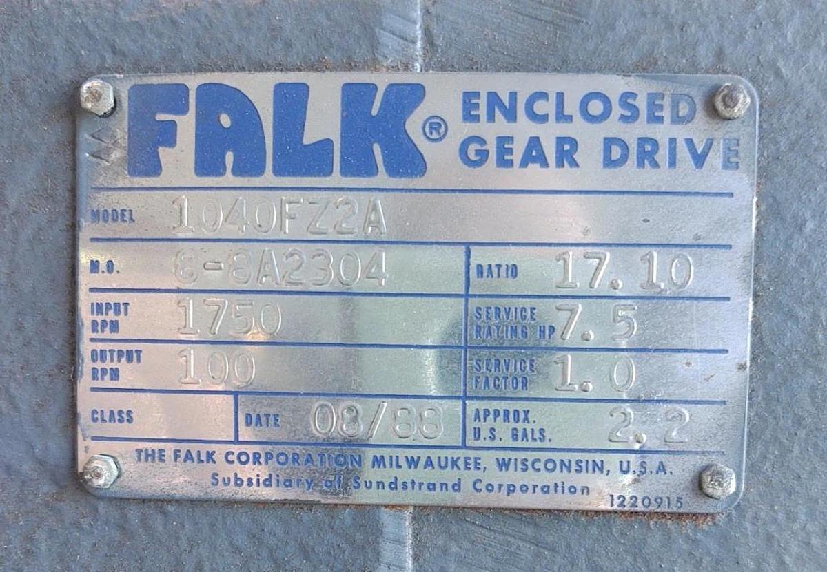 🔥Falk 1040FZ2A Enclosed Gear Drive 17.10 Ratio 1750 RPM 7.5Hp Output 100 RPM