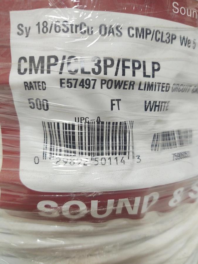 š„Southwire Tappan 18/6 Cu Stranded Shielded Plenum Cable White P40040-1C 500ft