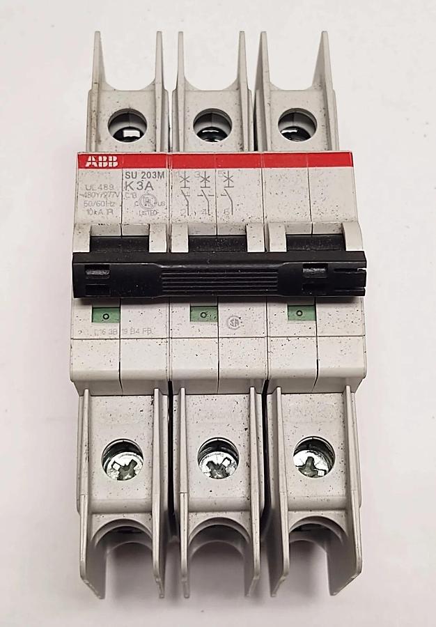 Used ABB SU203M-K3 3 Pole 3A 277/480v Circuit Breaker DIN Rail