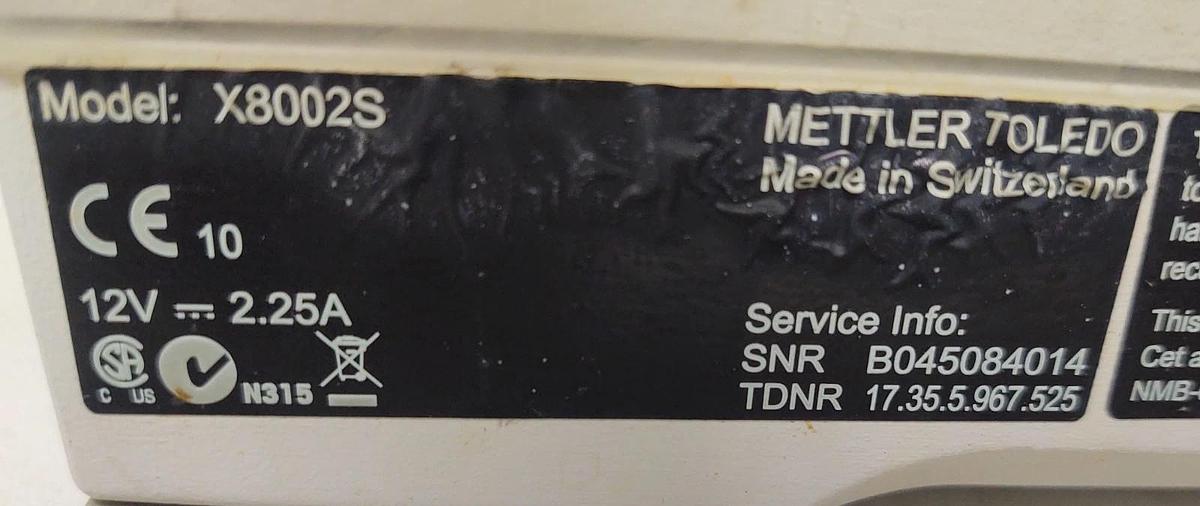 Used 🔥Mettler Toledo X8002S Precision Balance Scale 8100g x 0.1g - No Head Unit