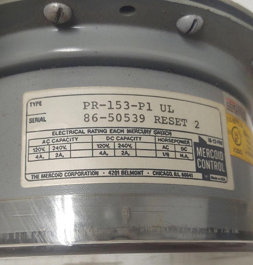 🔥NOS Mercoid Vacuum or Pressure Differential Switch PR-2-P1