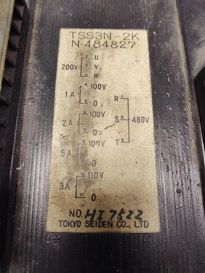 Used TOKYO SEIDEN 2 kVA Transformer TSS3N-2K 480/200V 3Phase