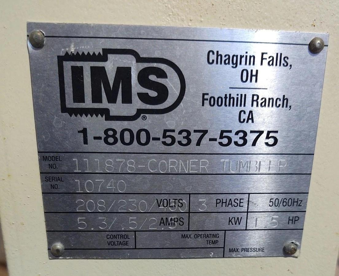 Used 🔥 IMS 111878 1-1/2HP Corner Drum Tumbler 3Ph 230/460V