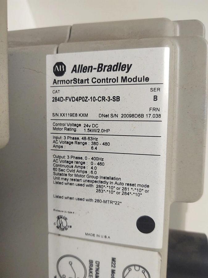 Used đŸ”¥Allen Bradley 284D-FVD4P0Z-10-CR-3-SB Control Module 280D-FN-10-C GUARANTEED