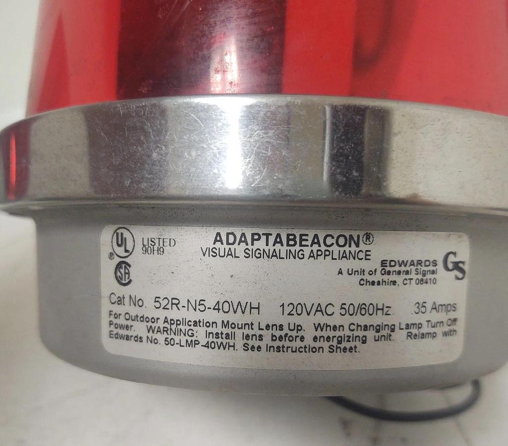 Used 🔥AdaptaBeacon 52R-N5R Red Rotating Signal Light 120V NEEDS BULB