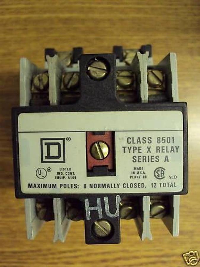 Used Square D Relay Contactor 24v 60hz Series A. Calss 8501 type X