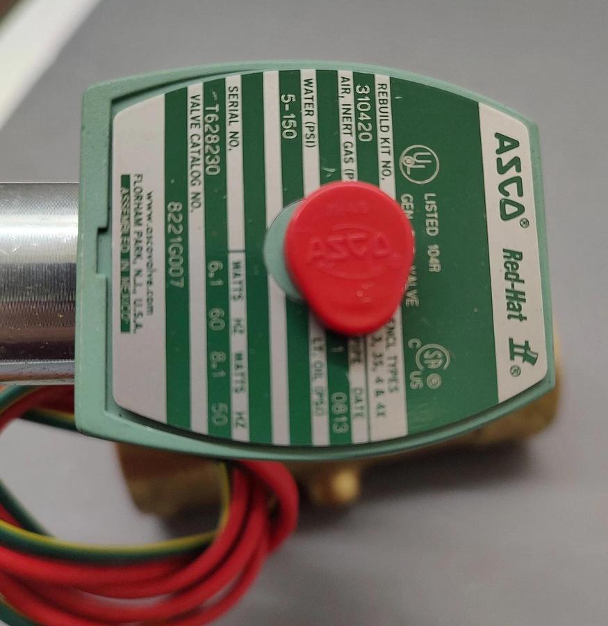 🔥ASCO Red Hat II 1" NPT 2-Way Brass Solenoid Valve 8221G007, 120V Coil