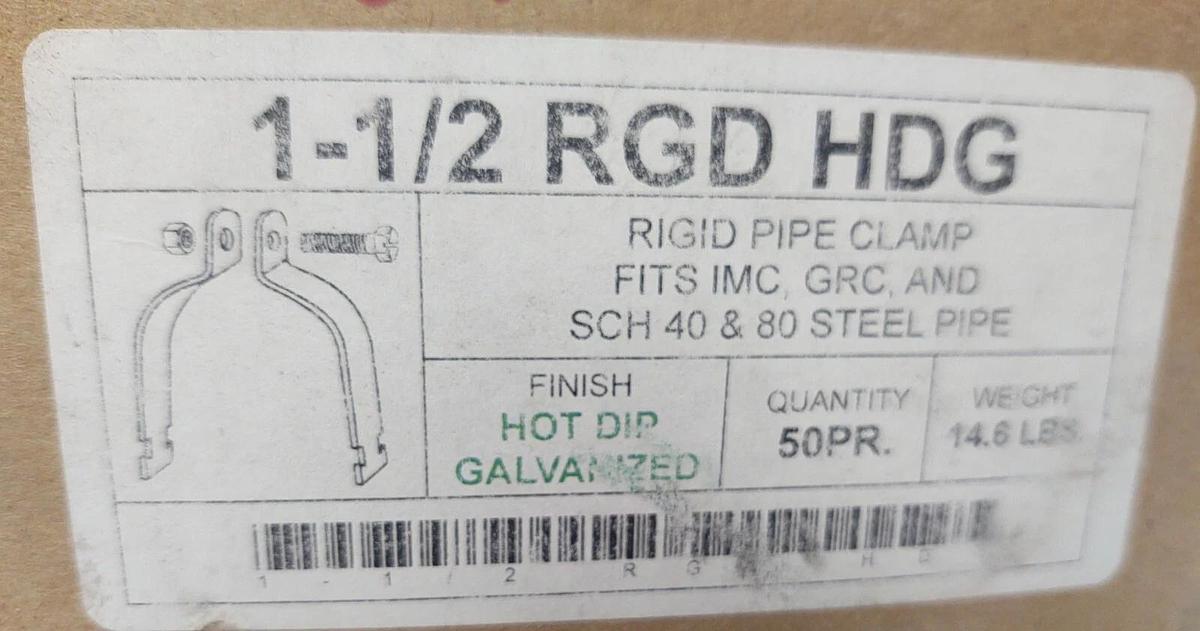🔥 (50 PCS) 1-1/2" RIGID RGD HDG GALVANIZED CONDUIT CLAMP FITS GRC SCH 40 &80