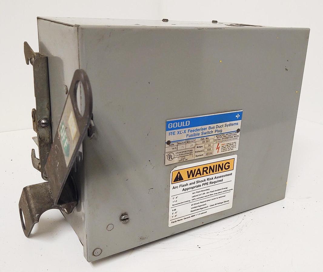 Used GOULD / SIEMENS ITE BUS PLUG RV361 Flex-A-Plug 30A 600V 3W 3PH FUSIBLE