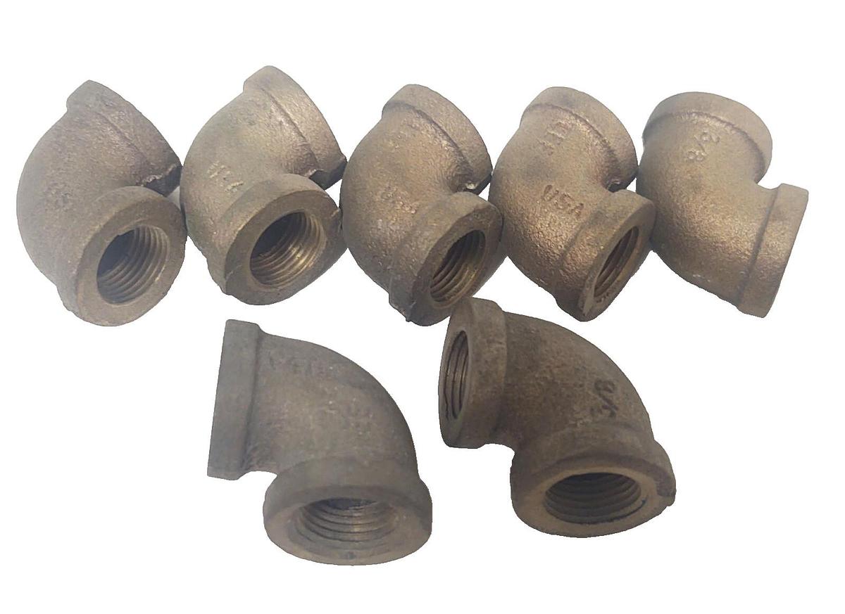 🔥(QTY 7) Brass 3/8''-Inch Elbow 90° Degrees FNPT LEE USA