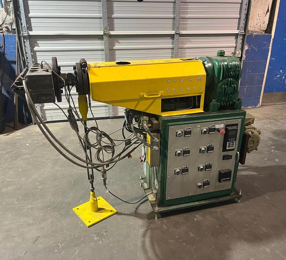 Used Sterling 3 HP 1" Extruder with 8" EDI U75 Sheet die Killon 3 Roll Sheet Stack