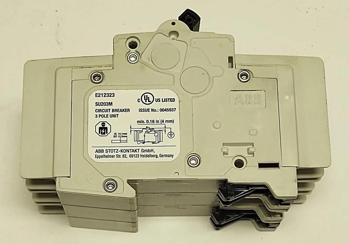 Used ABB SU203M-K3 3 Pole 3A 277/480v Circuit Breaker DIN Rail