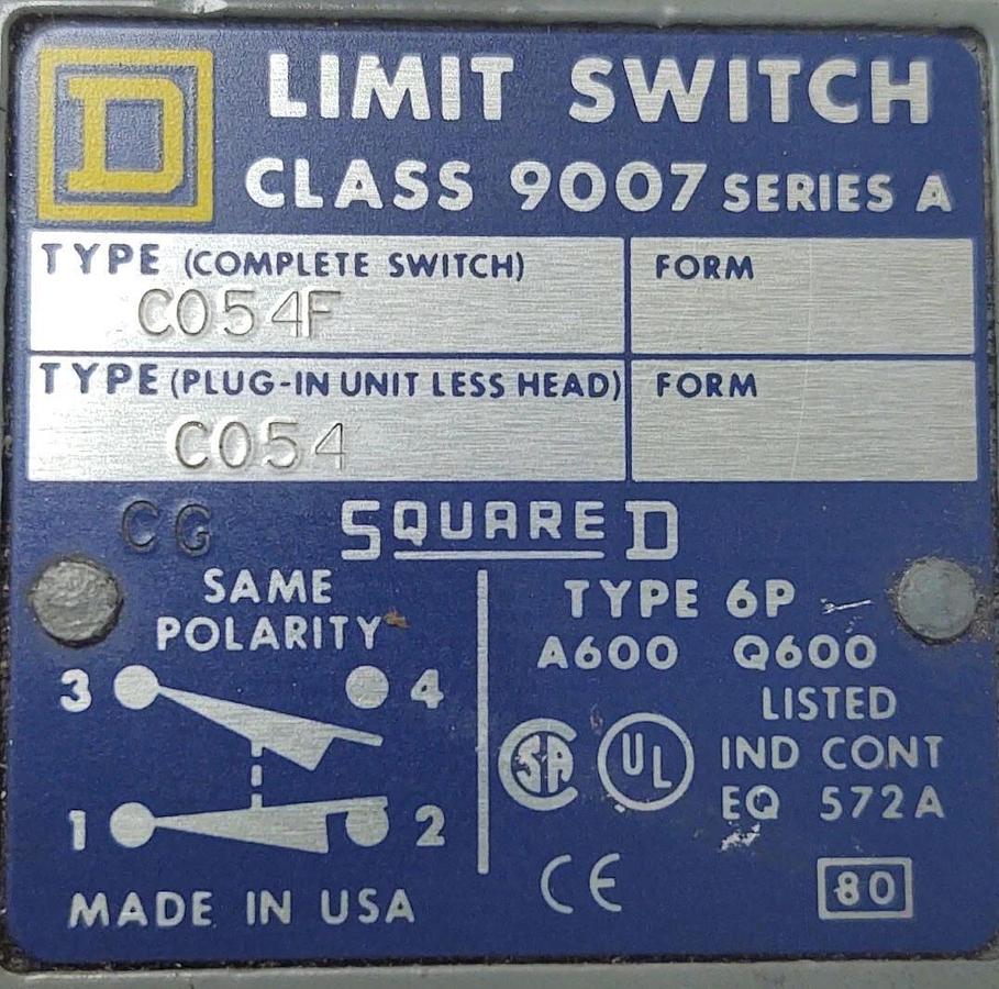 Used 🔥NICE SQUARE D C054F Industrial Plunger Limit Switch, NO/NC View Pictures