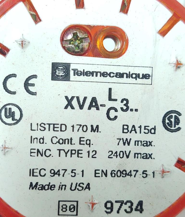 🔥Telemecanique, XVAC351, 28048, Orange Light Beacon Warning Machine Stack Amber