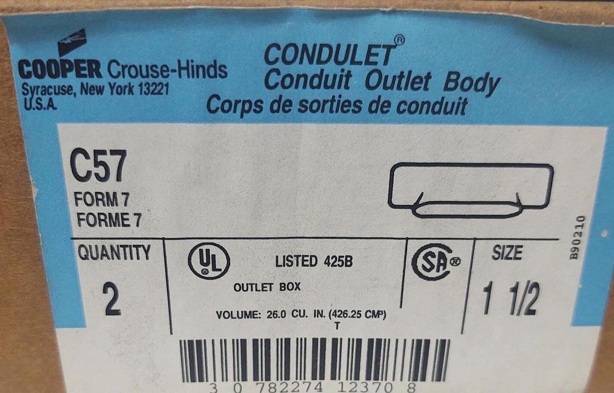 🔥(3 PCS) Cooper Crouse Hinds C57 SA 1-1/2" Conduit Outlet Body C57SA
