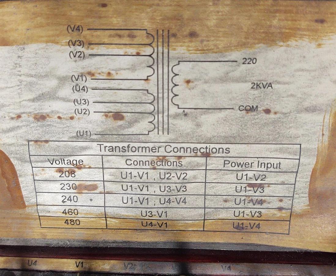 Used MITSUBISHI 2 KVA Control Transformer 486-050595 480V Multi-Tap 220V Out