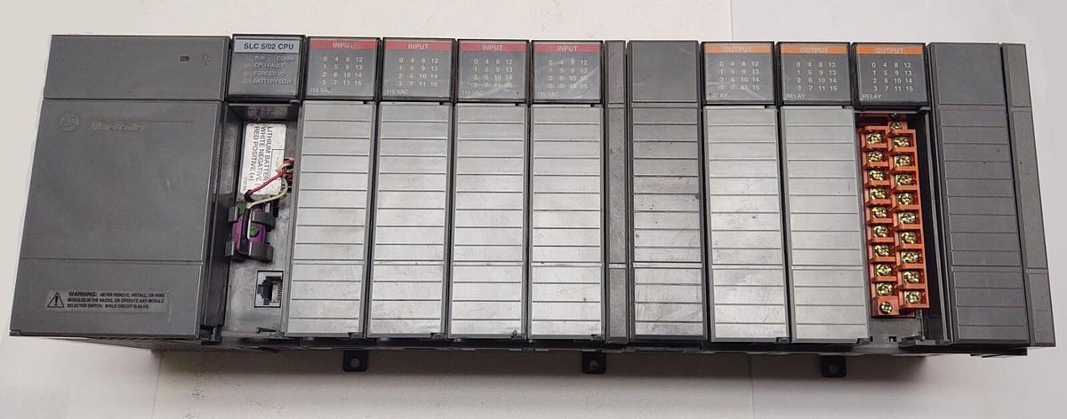 Used PLC Allen-Bradley SLC500 1746-A10 Rack 10 Slots Power Supply And 7 I/O Cards