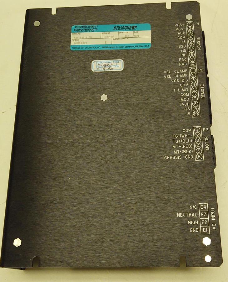 Used 🔥Electro-Craft Max-100 115V PWM SERVO DRIVE, 9078-0121, Reliance Electric Rev E