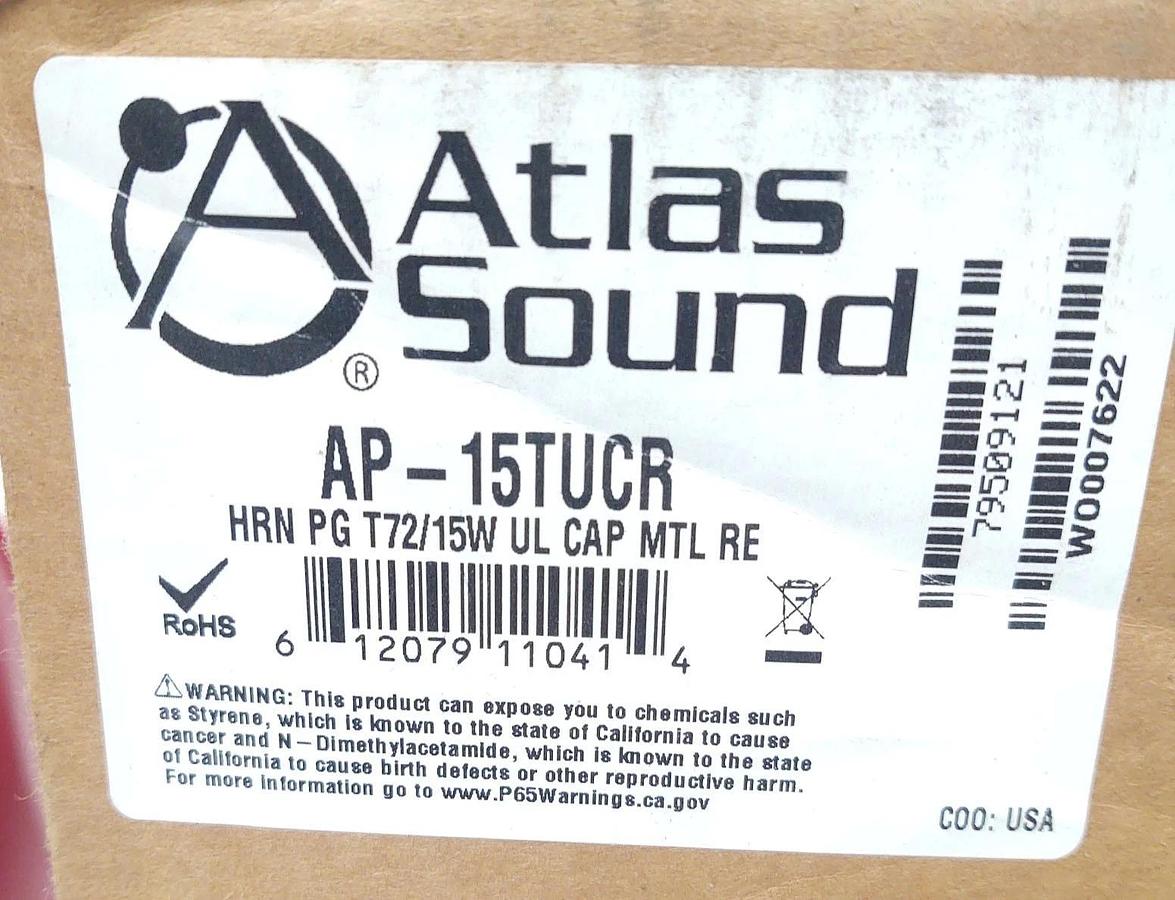 🔥NEW ATLAS SOUND AP-15TUCR FIRE HORN