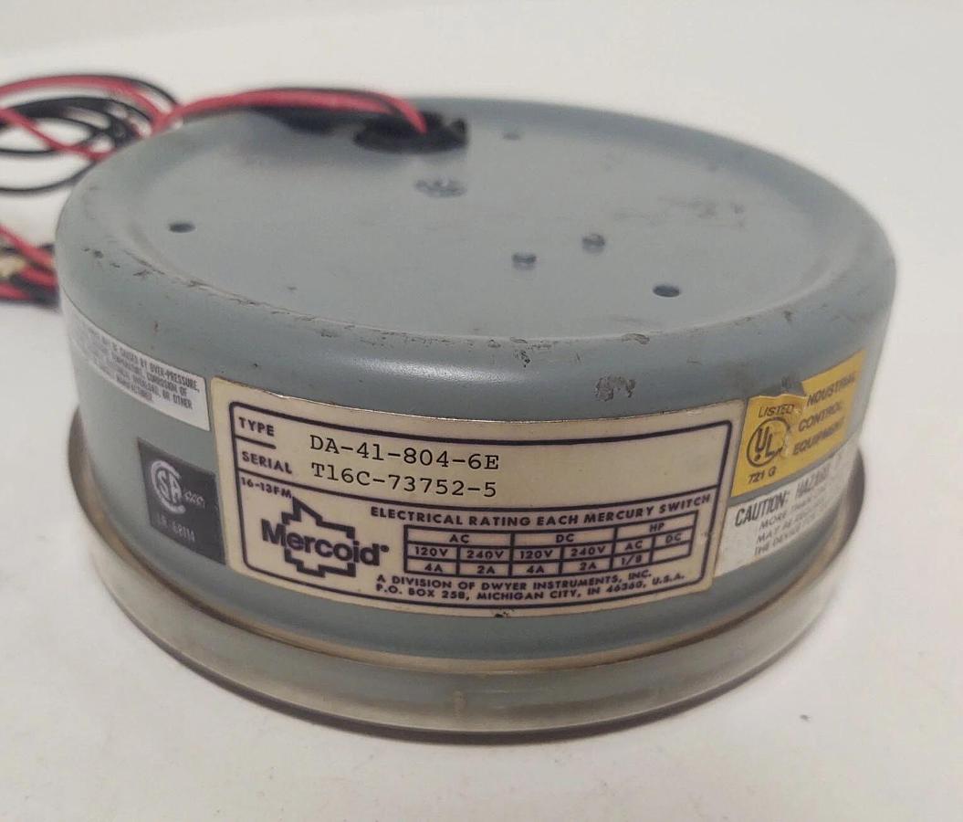 Used 🔥Mercoid Switch Unused DA-41-804-6E Dwyer Nice Condition