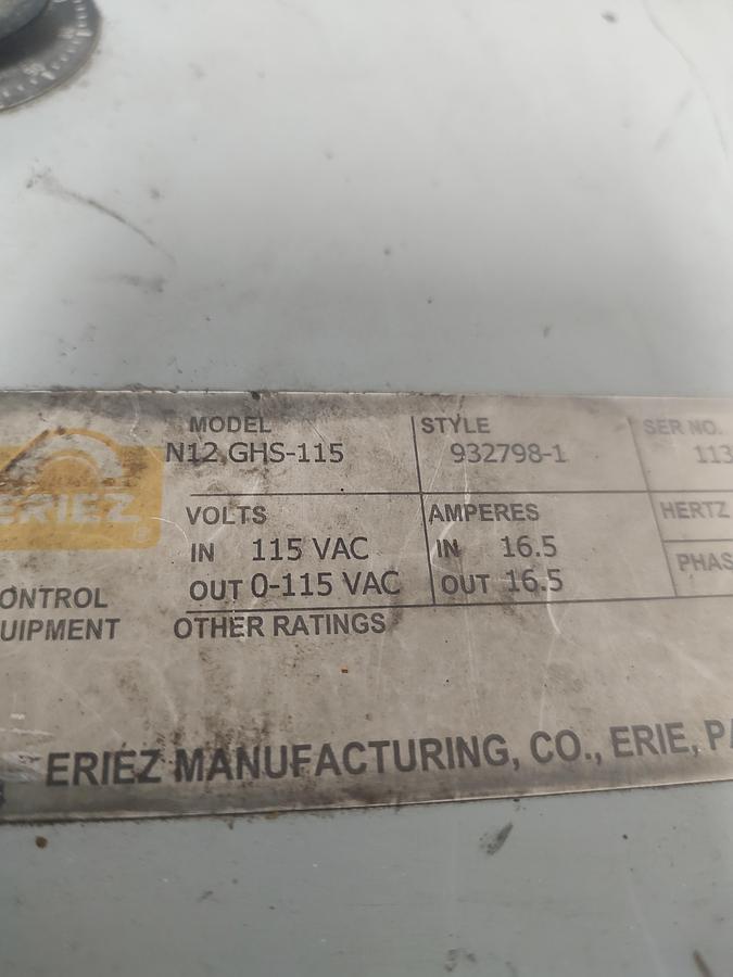 Used ERIEZ MAGNETICS Vibratory Feeder Controller N12GHS-115 CONTROL PANEL STYLE 932798-1 115V #2