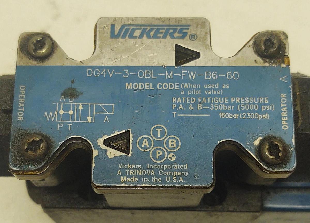 Used Eaton Vickers DG4V-3-OBL-M-FW-B6-60 Directional Valve / Free Shipping