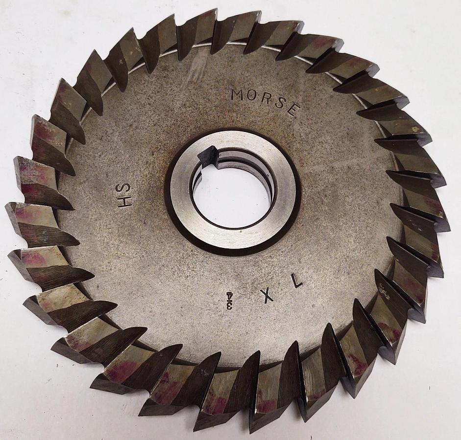Used MORSE 7" x 3/4" x 1-1/4" HSS Double Angle Horizontal Milling Cutter - Tooth 28T
