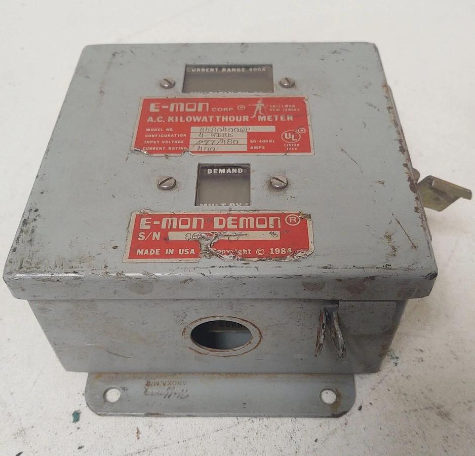 Used 🔥 E-Mon D-Mon 4480400D AC Kilo Watt Hour Meter 4 Wire 480V 400 Amp INDUSTRIAL