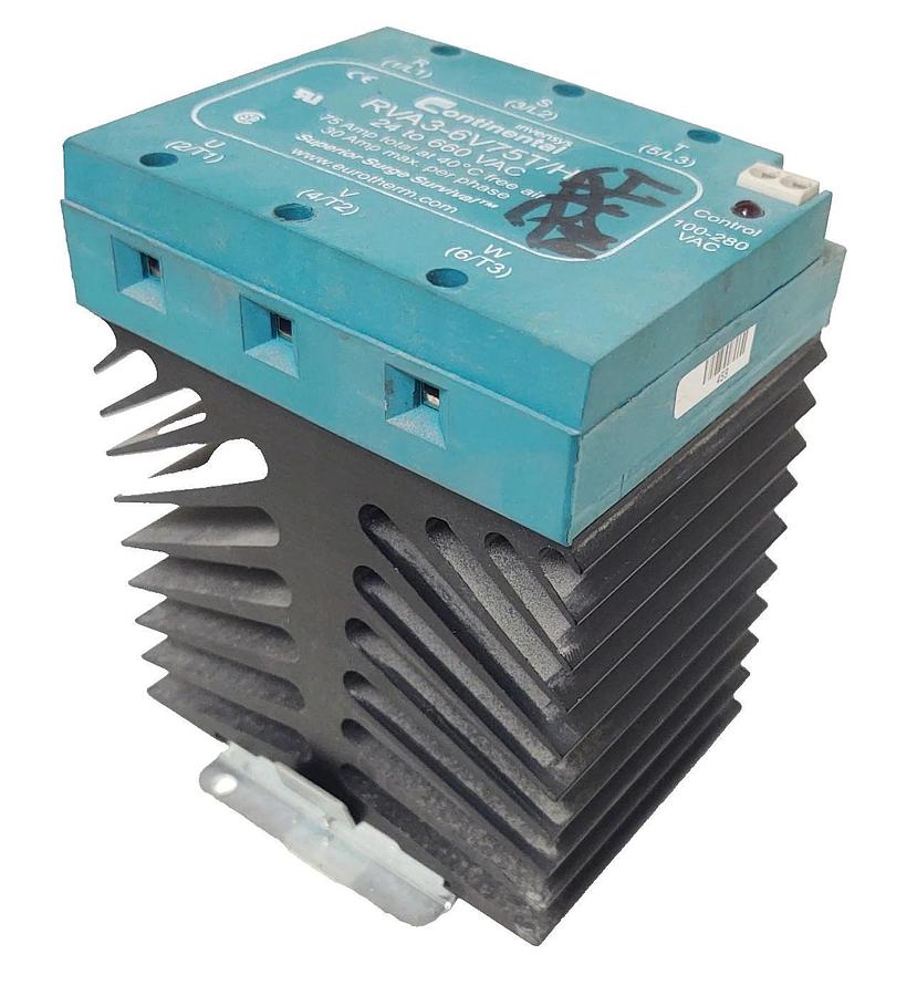 Used 🔥RVA3 6V75T/H Continental DIN Rail Three Phase Solid State Relay SSR Heat Sink