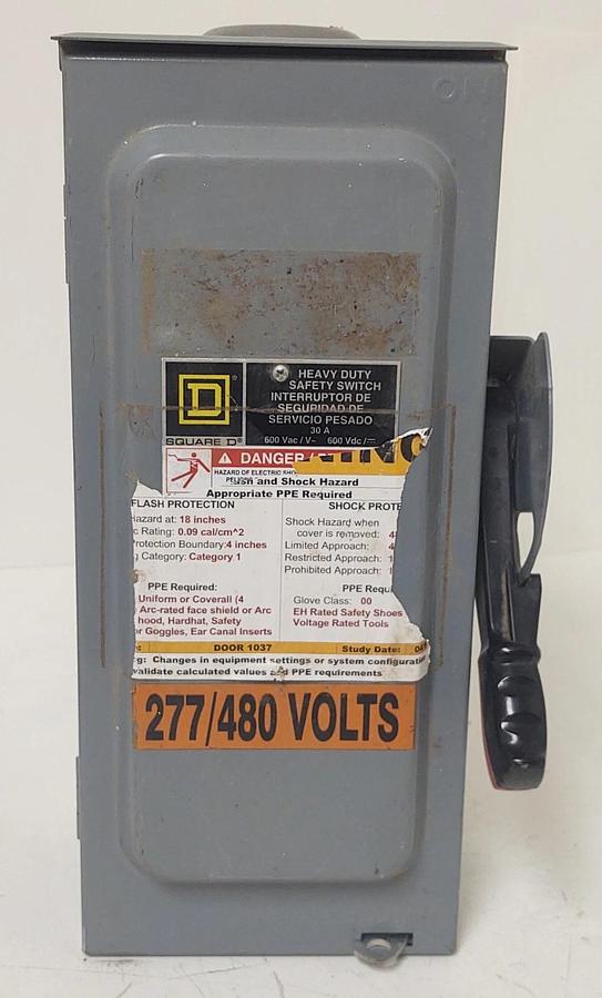 Used 🔥 SQUARE D FUSED HEAVY DUTY SAFETY SWITCH H361RB SER F05 30A  600V