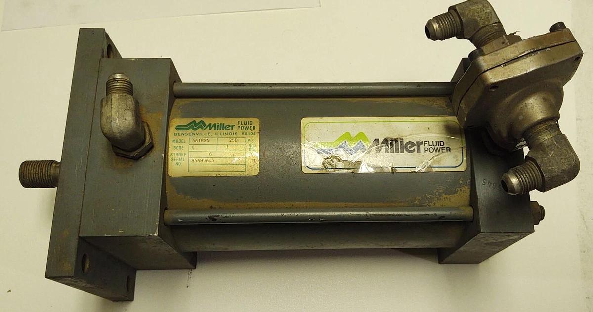 Used MILLER, 4x6 A61B2N, 250PSI, BORE 4", ROD DIA 1", STROKE 6",  AIR CYLINDER