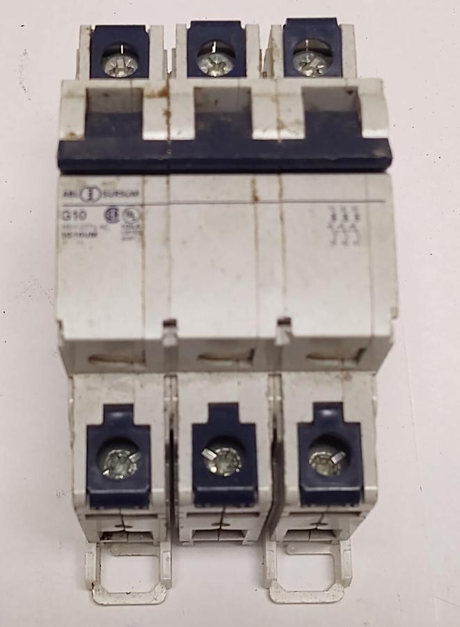 Used 3G10UM ABL Sursum G10 480/277V  10A 3 Pole Circuit Breaker DIN Rail