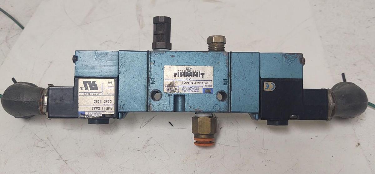 Used 🔥 MAC VALVES 825-PM-111CA-552 / PME-111CAAA SOLENOID VALVE 100-120VAC