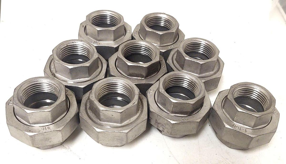 🔥(QTY 9) UNION 1" Class 150 Female Thread NPT, 316 Stainless Steel Pipe Fitting