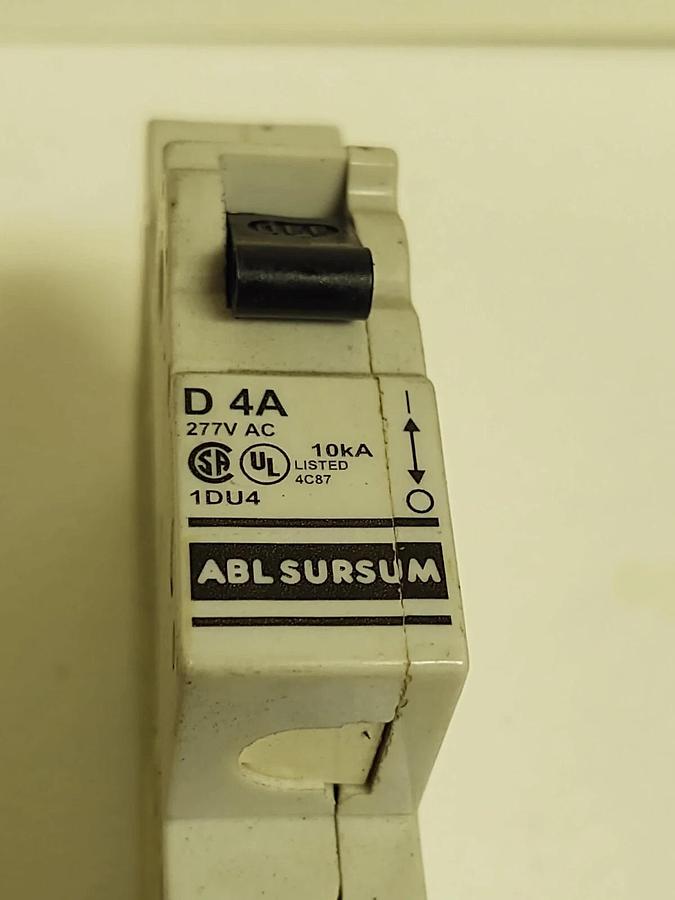 Used ALTECH ABL SURSUM CIRCUIT BREAKER 1DU2 D 4A 4 AMP A 277VAC 1 POLE 1P DIN Rail