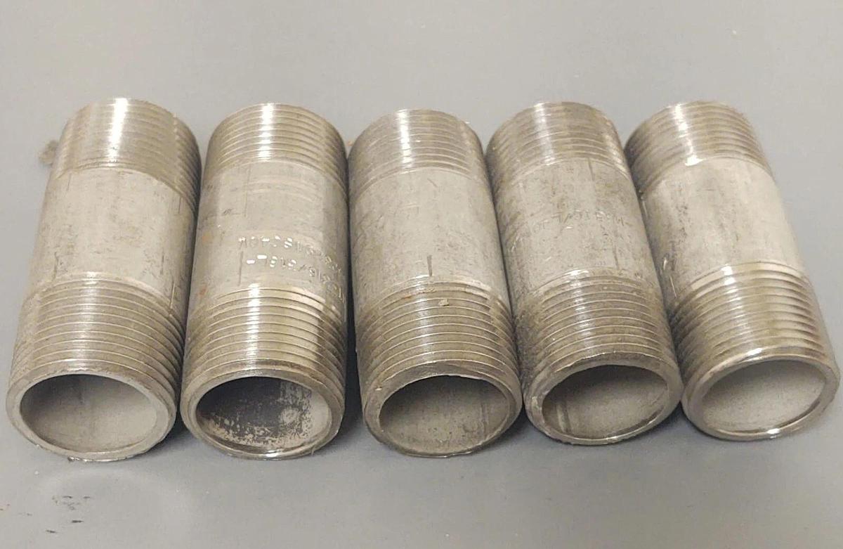 🔥(QTY 5) Merit 316 Stainless Steel Sch 40 1"x 3" Pipe Nipple  NPT