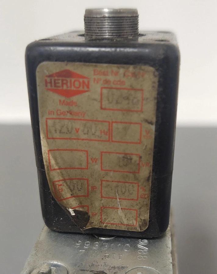 Used 🔥Miller Fluid Power Pneumatic Control Valve 3501-S, 150 PSI Herion Solenoid 1/2
