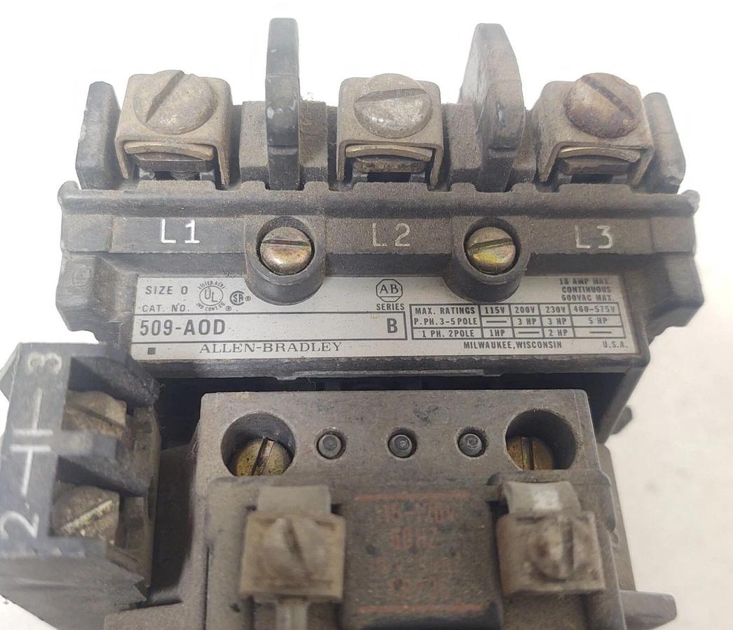 Used 🔥 Allen-Bradley 509-AOD NEMA Size 0 Motor Starter With 120 Volt Coil W32 Heater