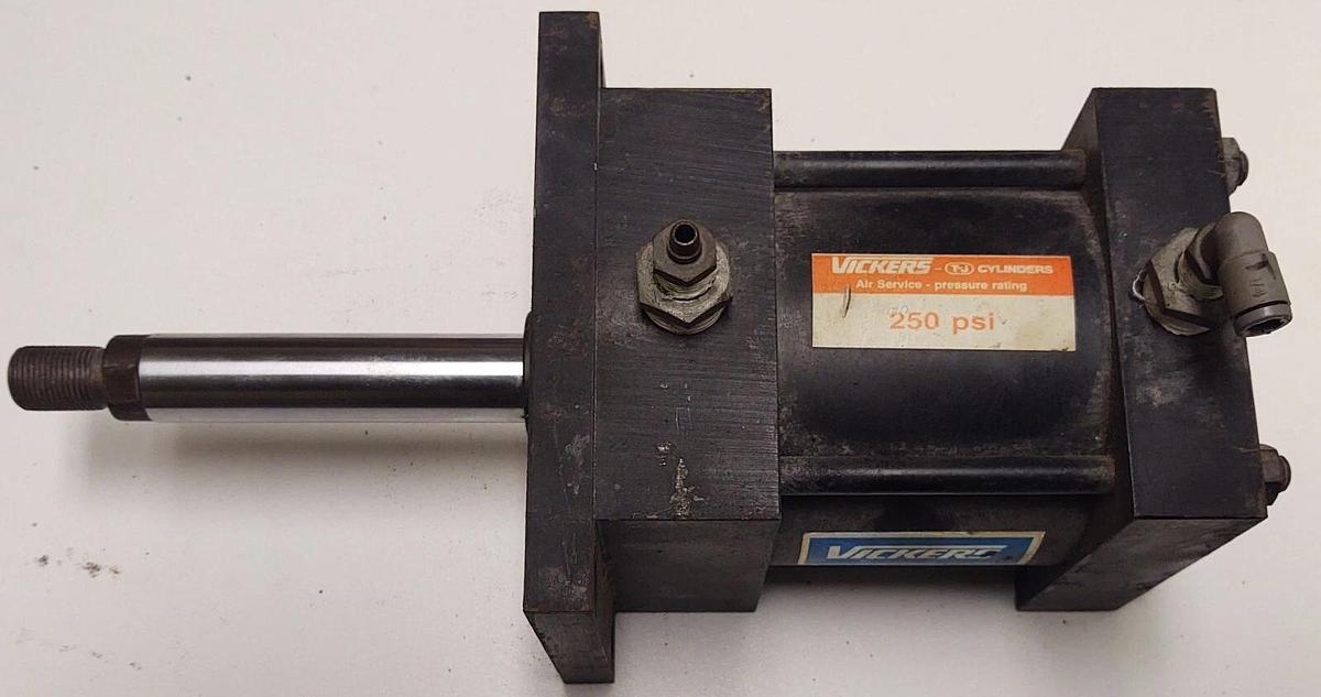Used Vickers,  TJ Air Cylinder, 3-1/2" Bore, 2" Stroke, 250 PSI, Flange Mount 3.5" 4"