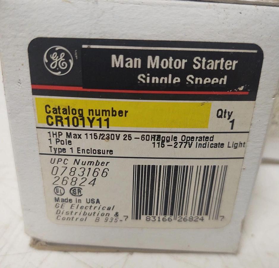 🔥(3 NEW) GE CR101Y11 Manual Motor Starter 1 Hp 115/230 VAC