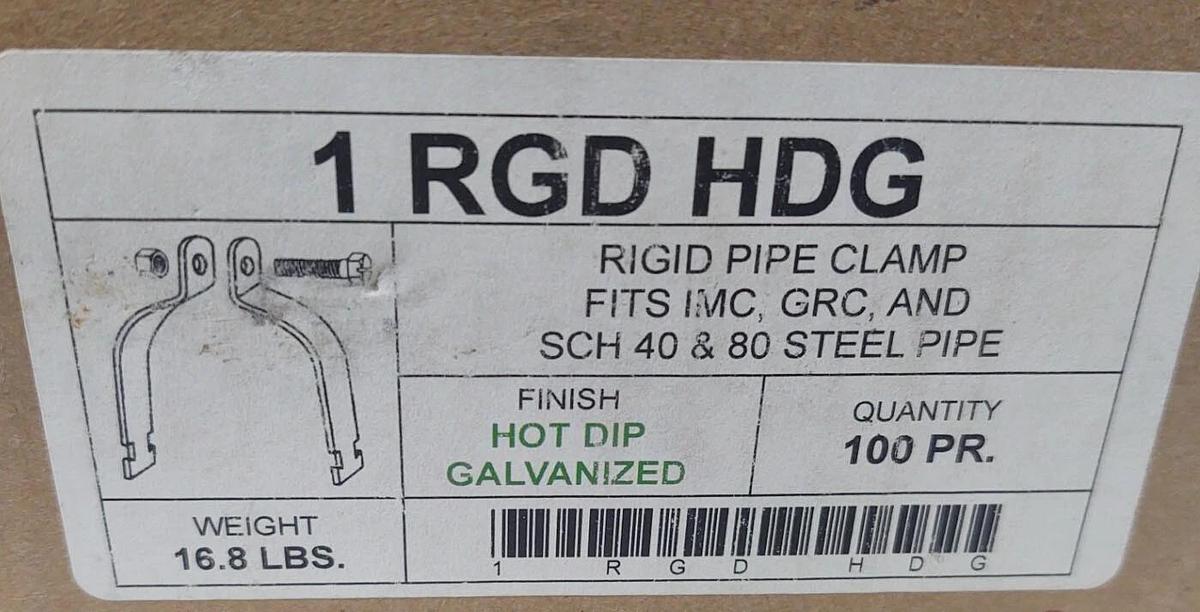 🔥 1" Rigid RGD HDG PIPE CLAMP GRC SCH 40 & 80 STEEL STRUT STRAP (69 PR LOT)